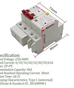 230V 2P RCBO RCCB Overvoltage Circuit Breaker with Leakage Protection 2