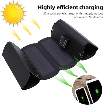 Portable 32W 5V Monocrystalline Solar Panel with 2 USB Outputs 2 Portable 32W 5V Monocrystalline Solar Panel with 2 USB Outputs - Image 2