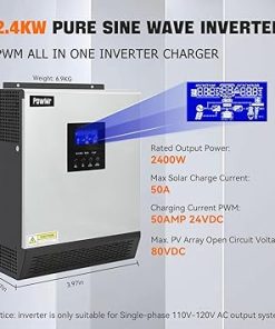 PowMr 2400W Solar Inverter 24VDC to 110V120VAC with Battery Equalizer 2