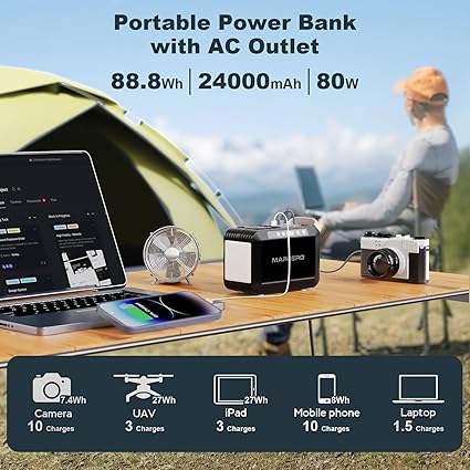 MARBERO 120W Peak Solar Generator with Solar Panel Included 21W & Portable Solar Panel 60W Kit for Outdoor Camping Travel Cloudy 2 MARBERO 120W Peak Solar Generator with Solar Panel Included 21W & Portable Solar Panel 60W Kit for Outdoor Camping Travel Cloudy - Image 2
