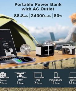 Camping Solar Generator 120W Peak with Solar Panel Charger 88Wh 2