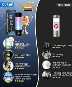 Hydrogen Water Bottle with Brush in Black Color for Easy Cleaning 2