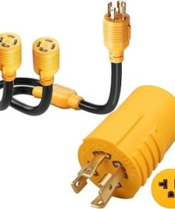 MECMO 30 Amp to 20 Amp Generator Adapter 240V NEMA L14-30P to 2X L14-30R