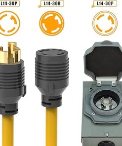 RV Power Cord 50FT 30 Amp and Waterproof Generator Inlet Box Kit 2