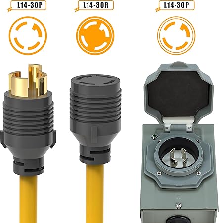 RV Power Cord 50FT 30 Amp and Waterproof Generator Inlet Box Kit 2 RV Power Cord 50FT 30 Amp and Waterproof Generator Inlet Box Kit - Image 2