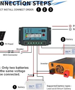 12V 24V Dual Battery Solar Charge Controller 10A 20A 30A Regulator 2