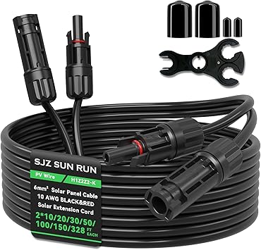 Twin Solar Extension Cable 10AWG 100FT PV Wire with Spanner Wrench Twin Solar Extension Cable 10AWG 100FT PV Wire with Spanner Wrench