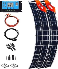 100W High Efficiency Solar Panel Kit for RVs Boats Campers Roof