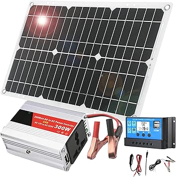 RV Solar Power Kit 300W Inverter 30A Controller USB Ports Display RV Solar Power Kit 300W Inverter 30A Controller USB Ports Display