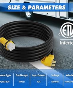 25 FT 50 Amp Generator Cord with Cable Organizer and Grip Handle 2