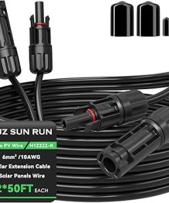 Twin PV Wire Solar Panel Extension Cable 50FT 10AWG with IP68 Connectors