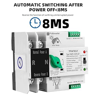 Din Rail ATS PV Inverter Dual Power Selector Switches 63A 100A 125A 2 Din Rail ATS PV Inverter Dual Power Selector Switches 63A 100A 125A - Image 2