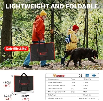 DOKIO 110W Folding Solar Panel with Adjustable Bracket Bundle 2 DOKIO 110W Folding Solar Panel with Adjustable Bracket Bundle - Image 2