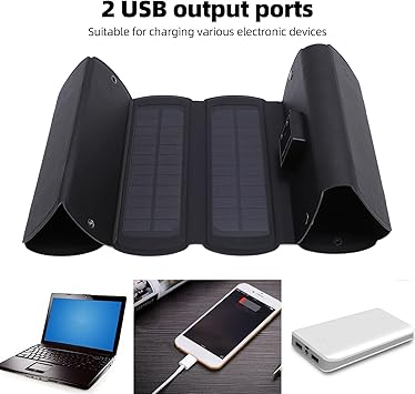 Foldable 32W 5V Solar Charger for Outdoor Travel with Dual USB Ports 2 Foldable 32W 5V Solar Charger for Outdoor Travel with Dual USB Ports - Image 2