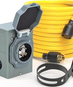 RV Power Cord 50FT 30 Amp and Waterproof Generator Inlet Box Kit