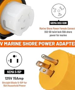 50 Amp to 15 Amp RV Marine Adapter Plug and Shore Power Cord 2