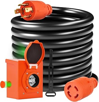 30 Amp Generator Cord 15FT with Power Inlet Box NEMA L14-30P L14-30R 30 Amp Generator Cord 15FT with Power Inlet Box NEMA L14-30P L14-30R
