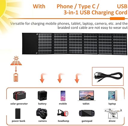 Folding Solar Panel for Phones and Tablets Camping Hiking 30W 40W 50W 2 Folding Solar Panel for Phones and Tablets Camping Hiking 30W 40W 50W - Image 2