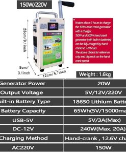 Portable Hand Crank Generator Emergency Power Supply USB Charger 2