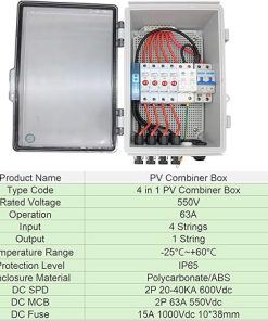 4 String Solar Combiner Box with Fuse and Circuit Breaker Waterproof 2