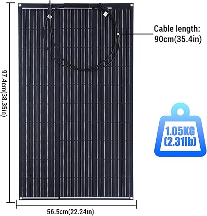 200W Flexible Solar Panel Kit with 2x100W Monocrystalline Panels 2 200W Flexible Solar Panel Kit with 2x100W Monocrystalline Panels - Image 2