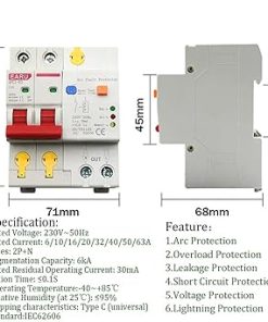 10A 2P AFDD AFCI Arc Fault Circuit Breaker for Overload Protection 2