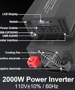 2000W Pure Sine Wave Inverter 12V to 120V AC for Home RV Truck 2