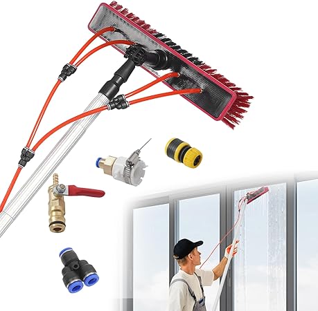 26 FT Solar Panel Cleaning Brush with Water Fed Pole and 20M Hose 26 FT Solar Panel Cleaning Brush with Water Fed Pole and 20M Hose