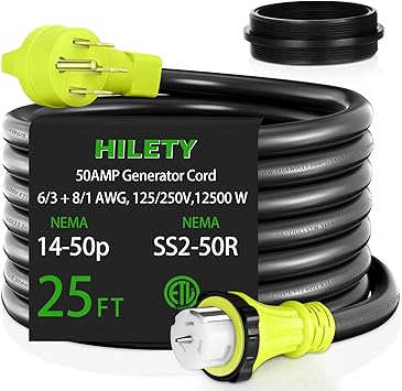 25FT RV Generator Power Cord Twist Lock 4 Prong NEMA 14-50P SS2-50R 25FT RV Generator Power Cord Twist Lock 4 Prong NEMA 14-50P SS2-50R
