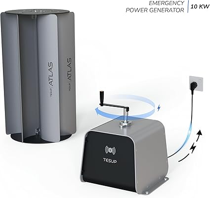 Atlas 10KW Vertical Wind Turbine Generator Hand Crank Power Solution 2 Atlas 10KW Vertical Wind Turbine Generator Hand Crank Power Solution - Image 2