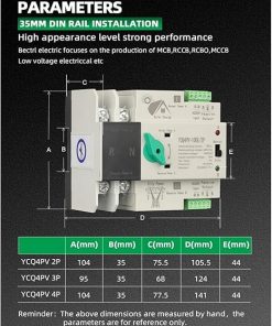 Dual Power Automatic Transfer Switch 2P 100A for Solar Inverter 2