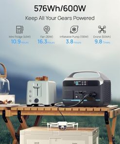 Portable Power Station 180000mAh LiFePO4 600W Solar Generator for Outdoors 2