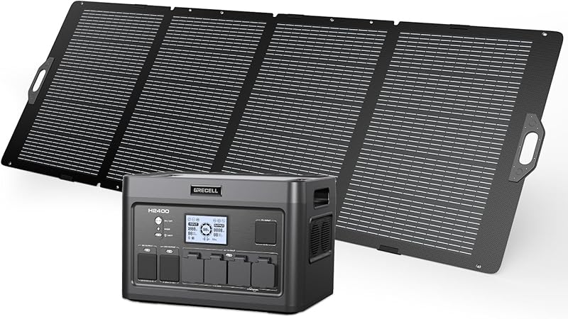 GRECELL 2400W Portable Power Station with 350W Solar Panel Generator GRECELL 2400W Portable Power Station with 350W Solar Panel Generator