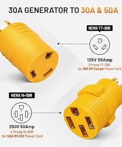 MECMO NEMA L14-30P Generator Adapter Cord 30A to 15A 20A RV 50A 2