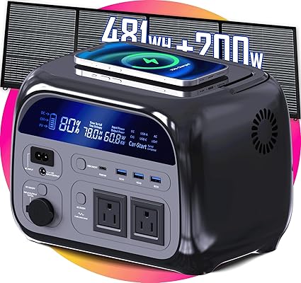 CTOLITY 500W Portable Power Station with 200W Solar Panel Kit CTOLITY 500W Portable Power Station with 200W Solar Panel Kit