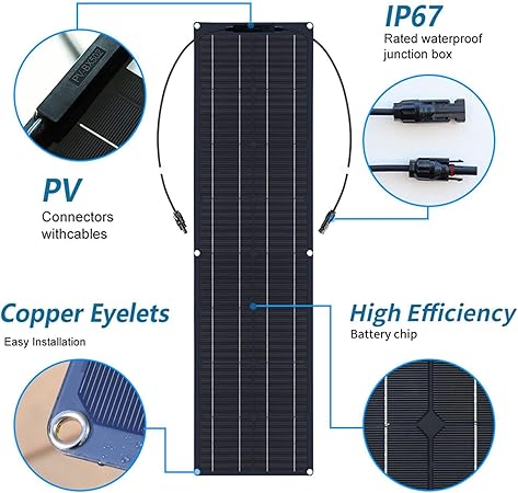 200W Solar Panel Bundle Flexible RV Generator Off-Grid 6-Hole Mount 2 200W Solar Panel Bundle Flexible RV Generator Off-Grid 6-Hole Mount - Image 2