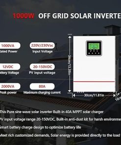 Solar Hybrid Inverter Charger 1000W 1500W with 40A MPPT Controller 2