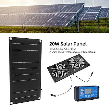 6 Inch Solar Exhaust Fan Kit with Timed Controller for Greenhouses 2 6 Inch Solar Exhaust Fan Kit with Timed Controller for Greenhouses - Image 2