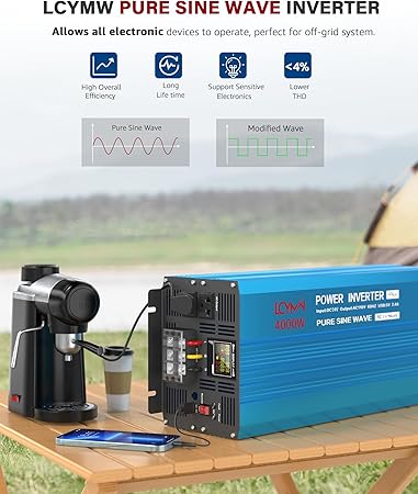 4000 Watt Pure Sine Wave Inverter DC 12V to AC 110120V with USB Port 2 4000 Watt Pure Sine Wave Inverter DC 12V to AC 110120V with USB Port - Image 2