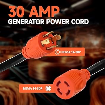 30 Amp Generator Cord 15FT with Power Inlet Box NEMA L14-30P L14-30R 2 30 Amp Generator Cord 15FT with Power Inlet Box NEMA L14-30P L14-30R - Image 2
