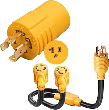 MECMO 30 Amp Generator Splitter Y Adapter NEMA L14-30P and Cables MECMO 30 Amp Generator Splitter Y Adapter NEMA L14-30P and Cables