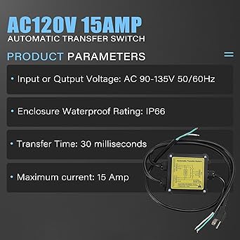 15 Amp Automatic Transfer Switch for Home and RV Generators 2 15 Amp Automatic Transfer Switch for Home and RV Generators - Image 2