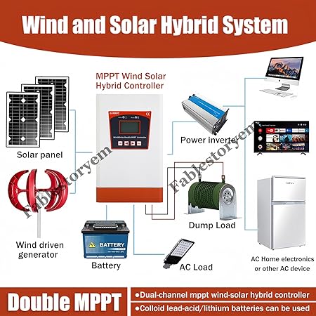 12000W Off Grid Hybrid Wind Solar Controller with Dual MPPT Charge 2 12000W Off Grid Hybrid Wind Solar Controller with Dual MPPT Charge - Image 2