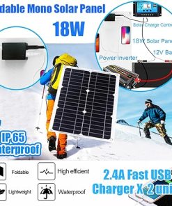 18W 12V Solar Panel Kit with 30A Charge Controller and Inverter 2
