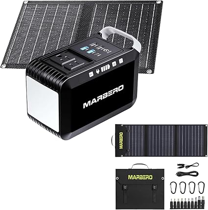 MARBERO 120W Peak Solar Generator with Solar Panel Included 21W & Portable Solar Panel 60W Kit for Outdoor Camping Travel Cloudy MARBERO 120W Peak Solar Generator with Solar Panel Included 21W & Portable Solar Panel 60W Kit for Outdoor Camping Travel Cloudy