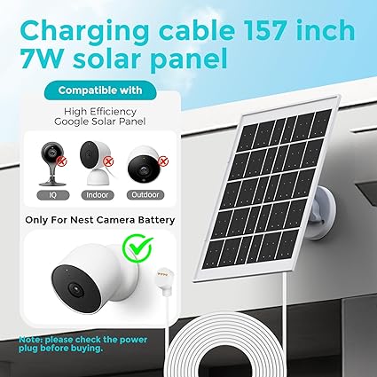 5V 7W Solar Panel for Google Nest Cam Outdoor Indoor 2 Pack 2 5V 7W Solar Panel for Google Nest Cam Outdoor Indoor 2 Pack - Image 2