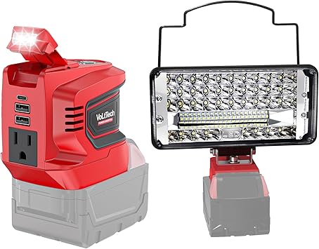 Milwaukee Battery 200W Power Inverter and Cordless Flood Light Milwaukee Battery 200W Power Inverter and Cordless Flood Light