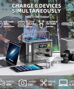 Portable Power Station Outdoor Solar Generator Battery Pack 600W AC Supply 2