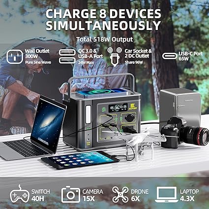 Portable Power Station Outdoor Solar Generator Battery Pack 600W AC Supply 2 Portable Power Station Outdoor Solar Generator Battery Pack 600W AC Supply - Image 2