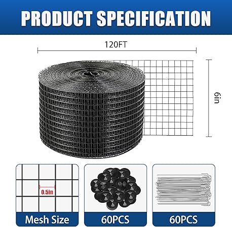 Solar Panel Bird Mesh 6in x 120ft PVC Coated Steel with 60 Clips 2 Solar Panel Bird Mesh 6in x 120ft PVC Coated Steel with 60 Clips - Image 2